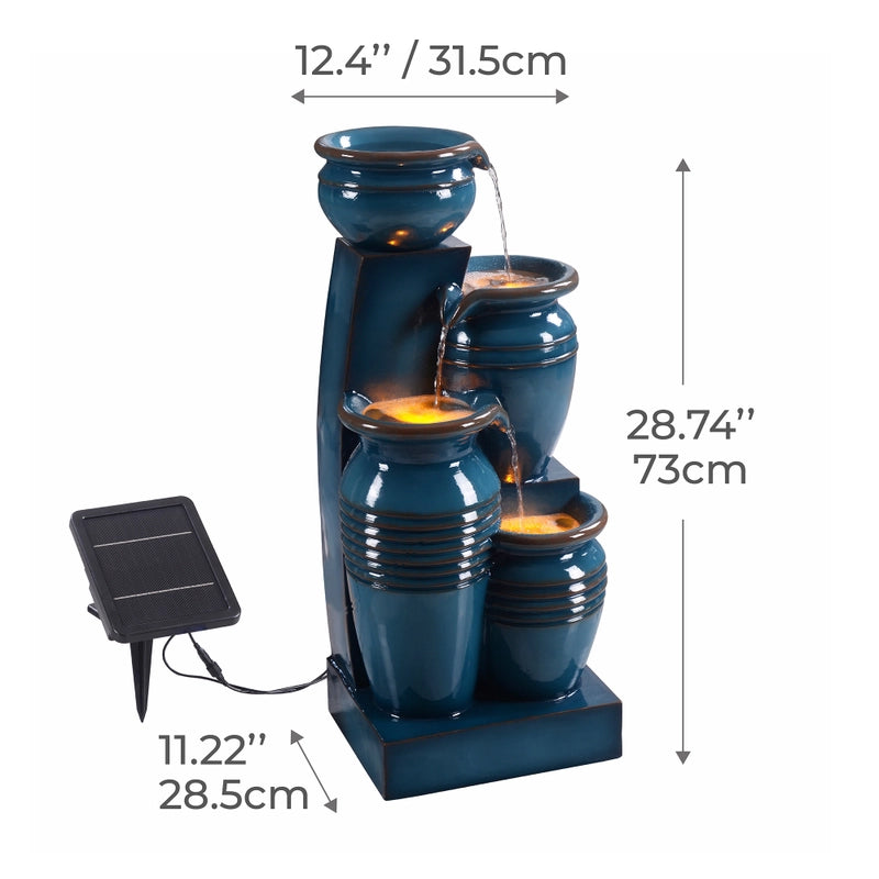 Efflux - Solar 4 Tier Bowls Lighting Water Feature