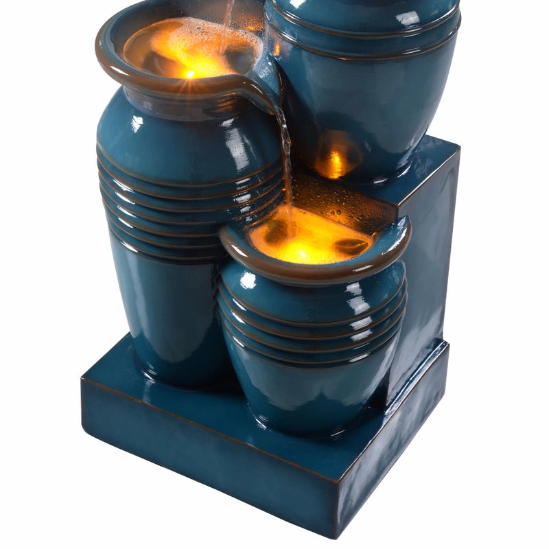 Efflux - Solar 4 Tier Bowls LED Light Water Feature