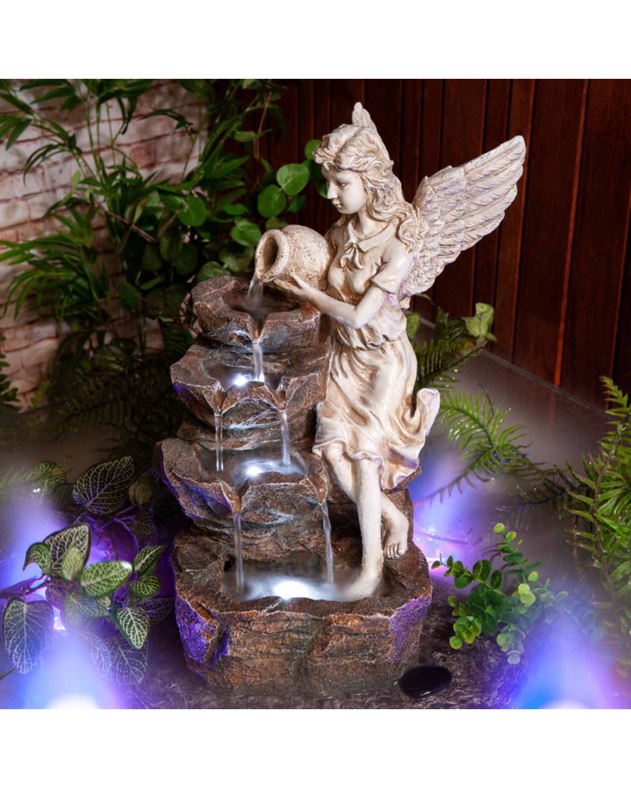 Fairy on Rocks with Bowl LED Light Water Feature 49cm
