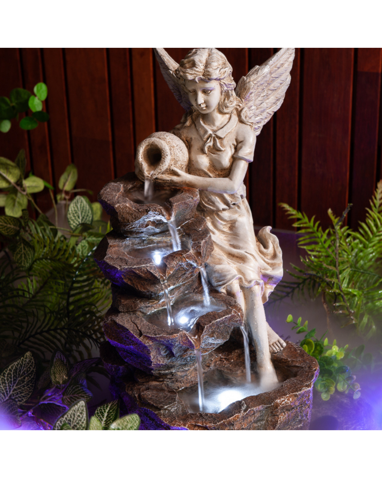 Fairy on Rocks with Bowl LED Light Water Feature 49cm