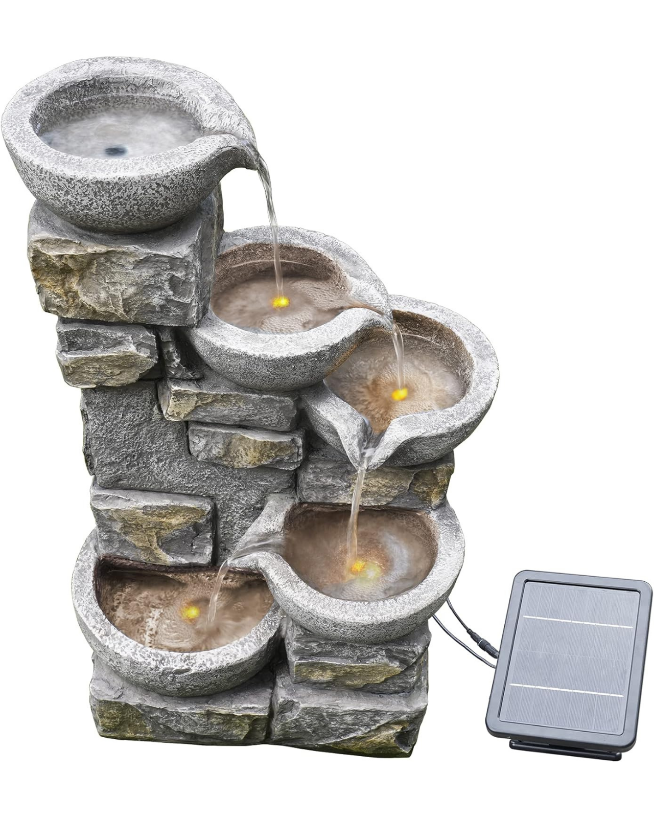 Jet - Solar 5 Tier Bowls Lighting Water Feature Fountain