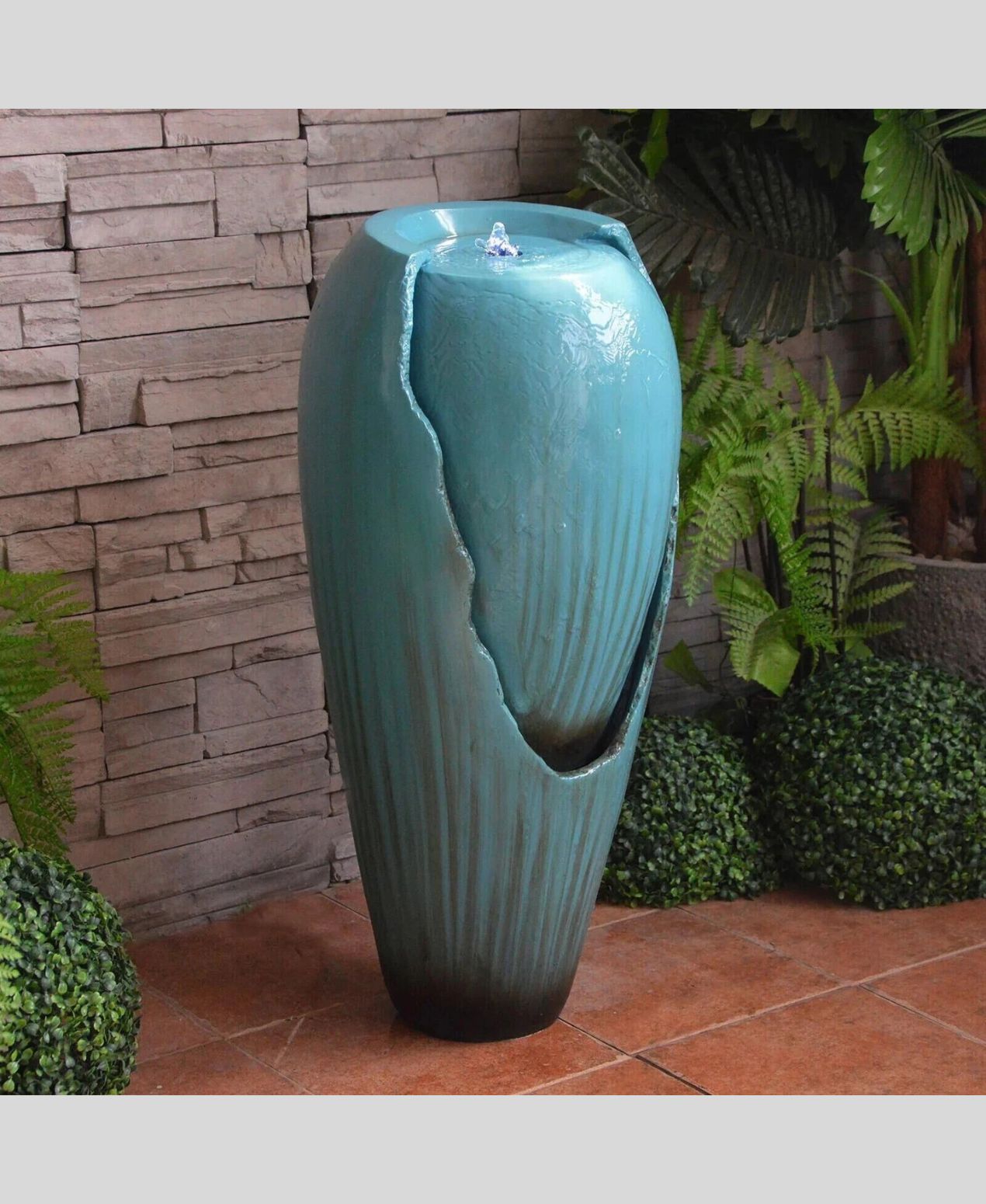 Modern Ceramic-Style Bubbling Urn LED Water Feature