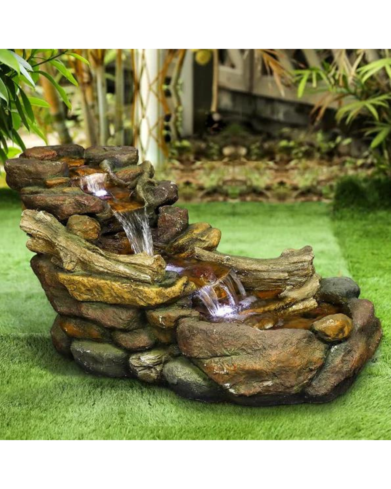 Nature Brook - Log Rock Lighting Water Feature Fountain 50cm
