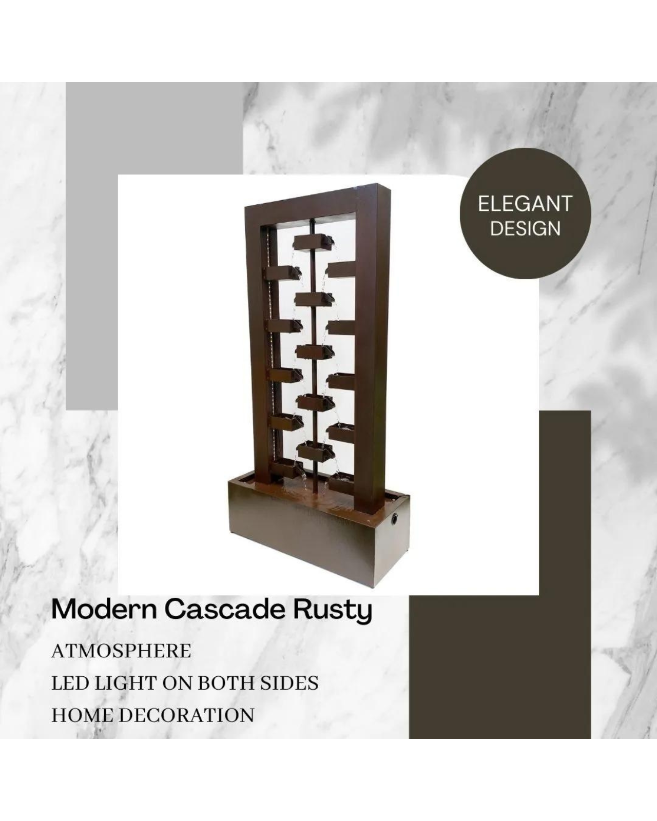 Verity - Modern LED Waterfall Wall Water Feature Fountain