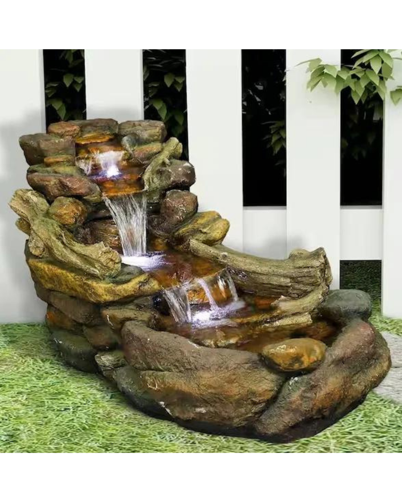 Nature Brook - Log Rock Lighting Water Feature Fountain 50cm