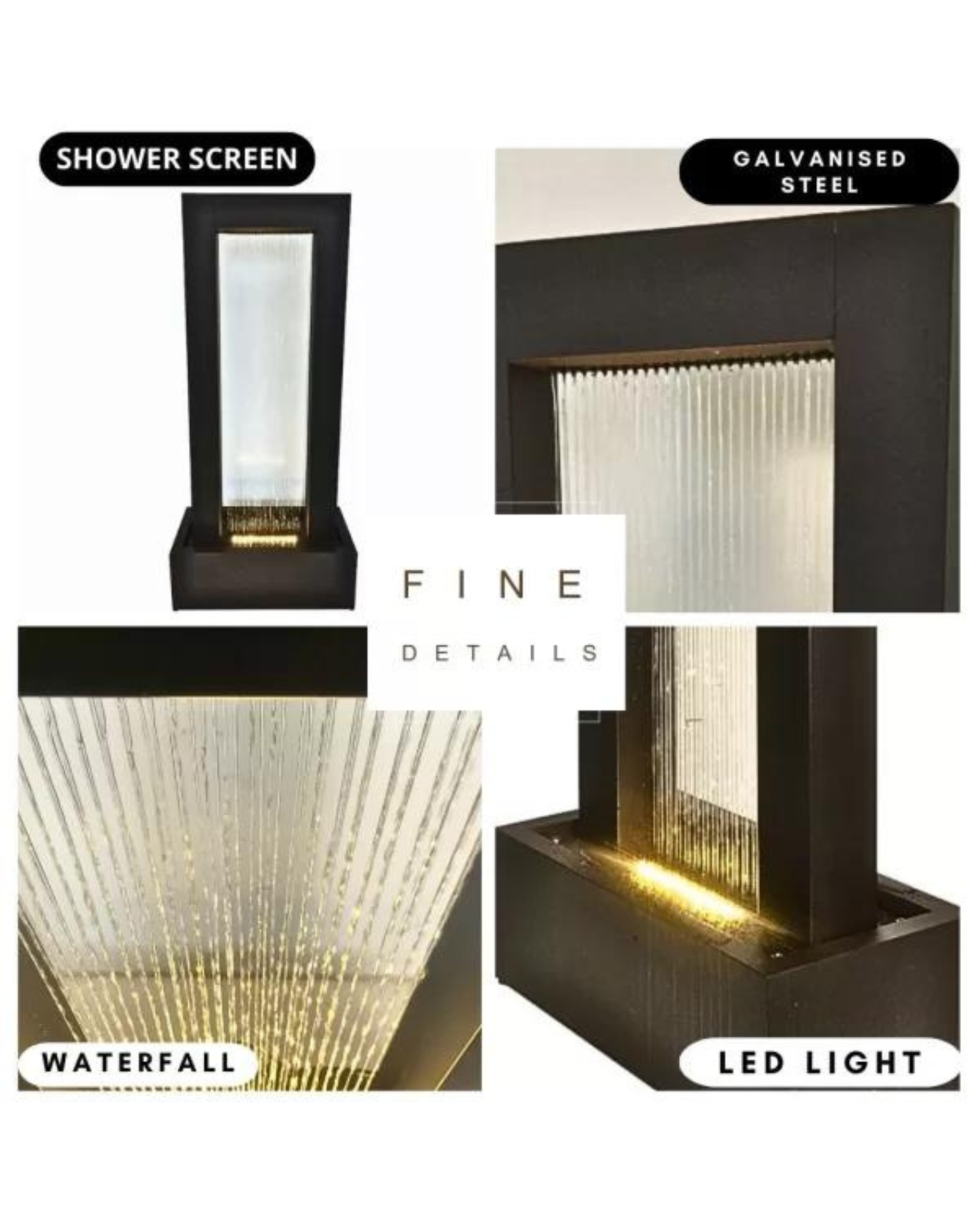 Celestia - Modern Steel Wall Water Feature Fountain
