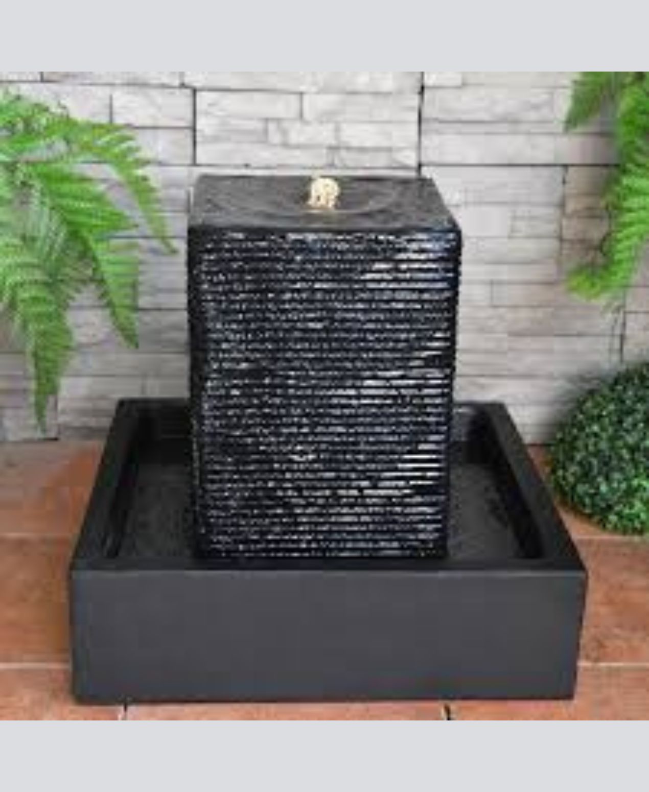 Noirra - Modern Black Layered Square LED Water Feature