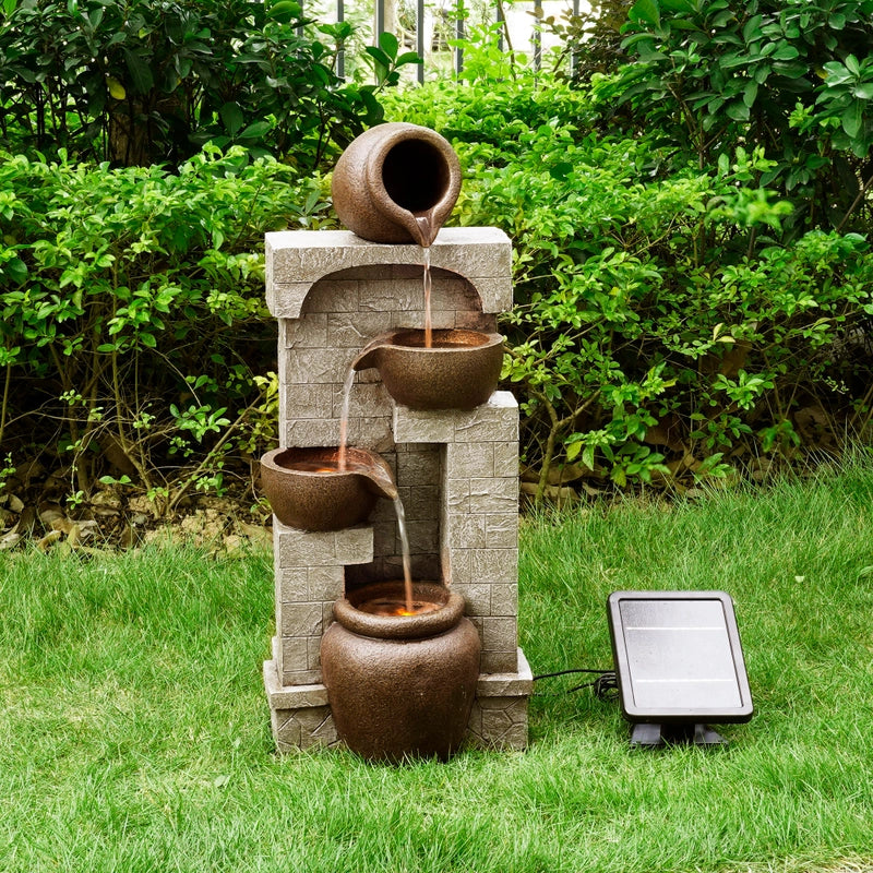 Inrush - Solar 4 Tier Bowls Lighting Water Feature