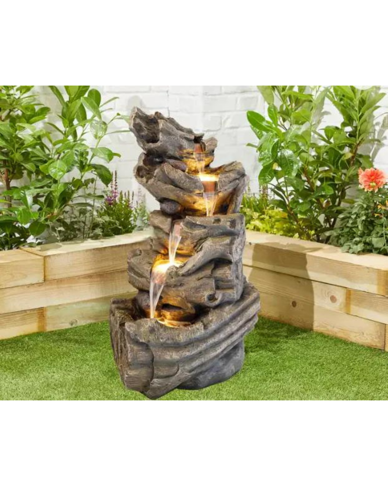 Logfall - Wooden Logs Waterfall LED Light Water Feature