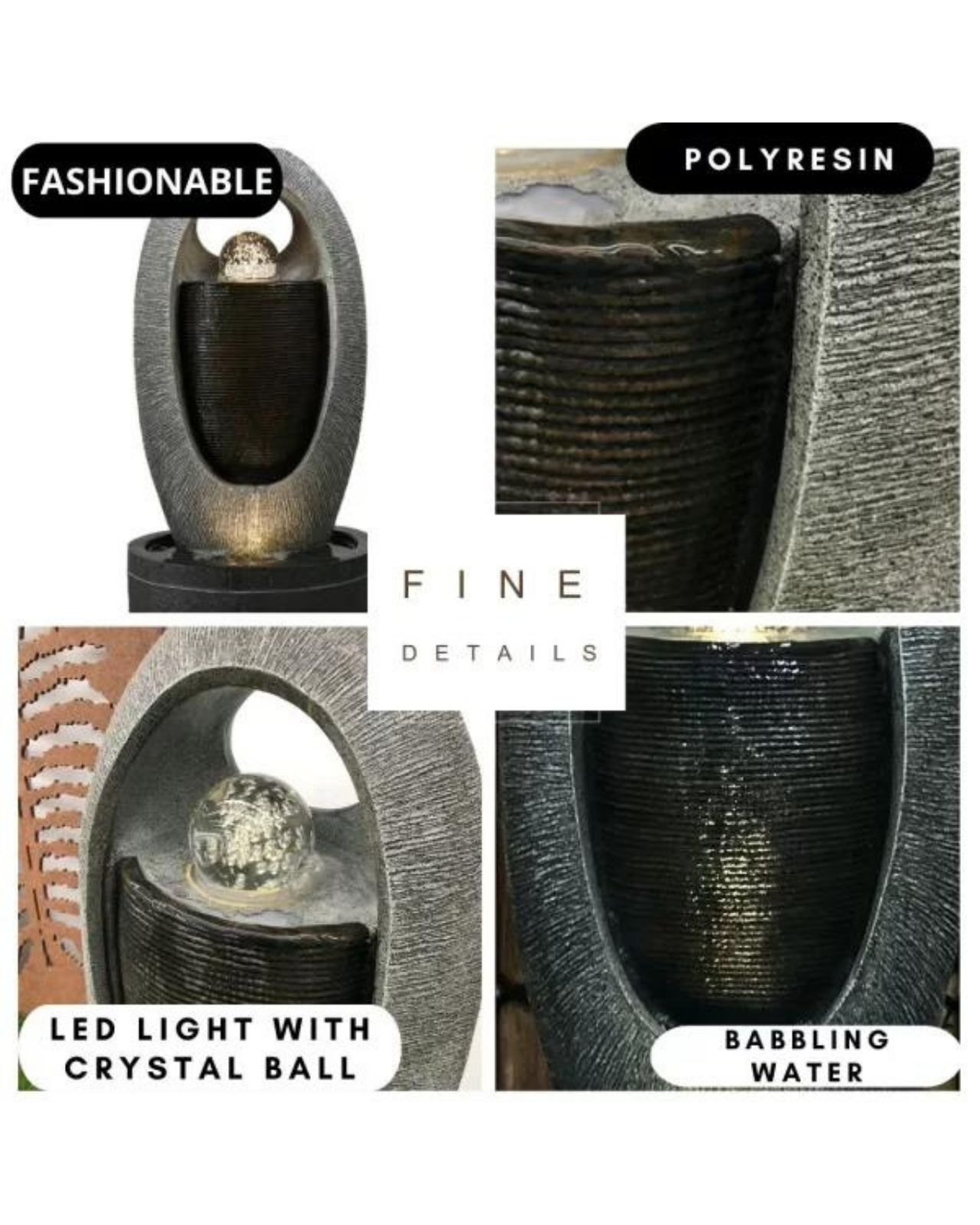 Tidiq - Sphere Ball Lighting Curve Water Feature Fountain