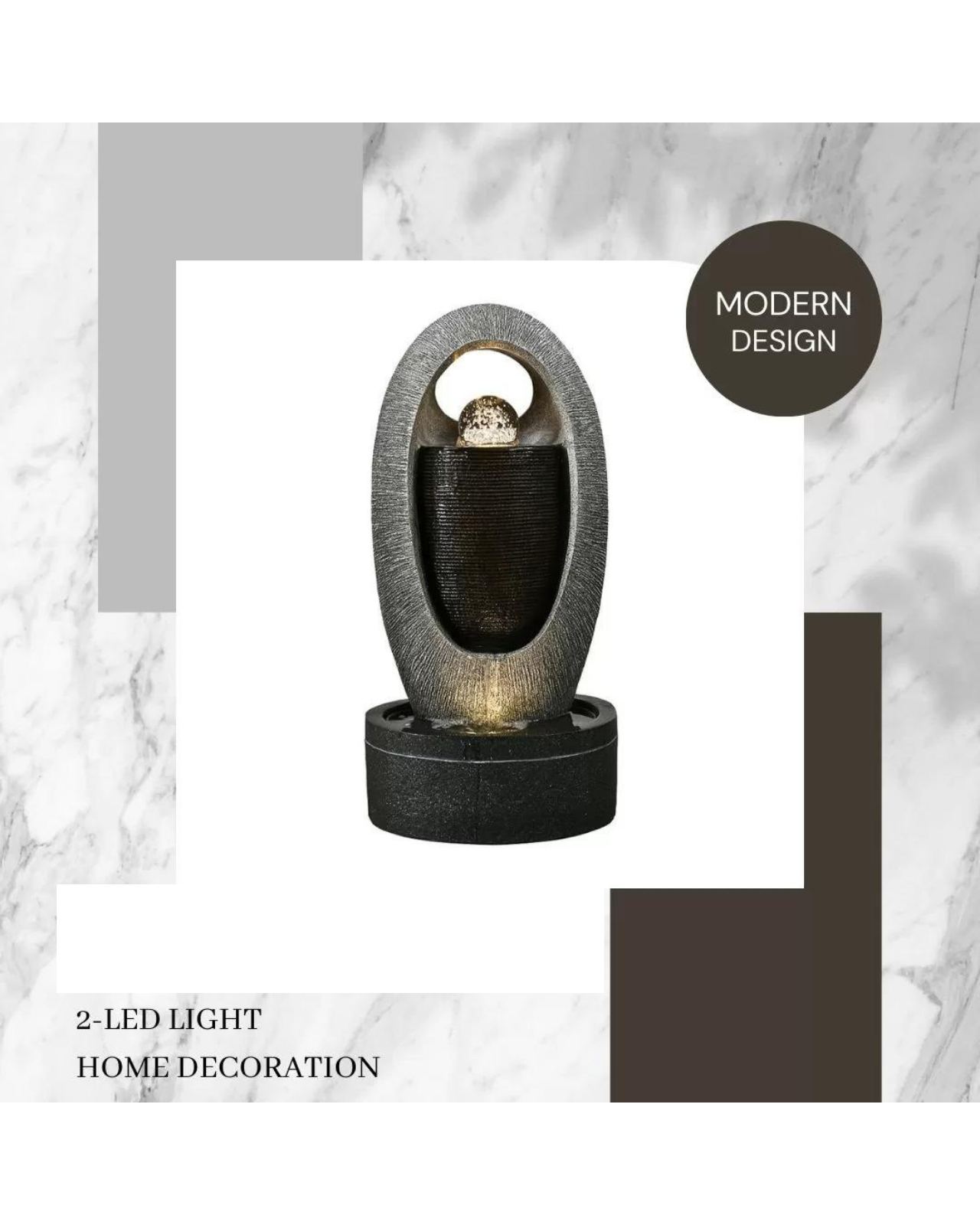 Tidiq - Sphere Ball Lighting Curve Water Feature Fountain