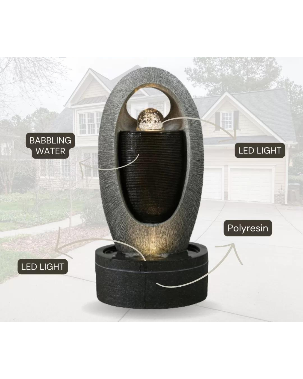 Tidiq - Sphere Ball Lighting Curve Water Feature Fountain
