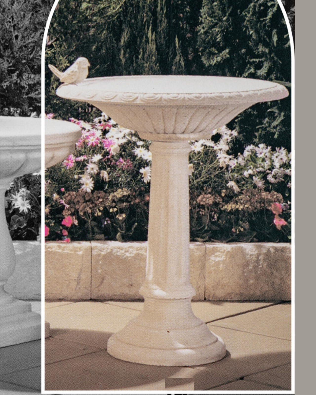 Poesia - Concrete Limestone Garden Bird Bath 84cm