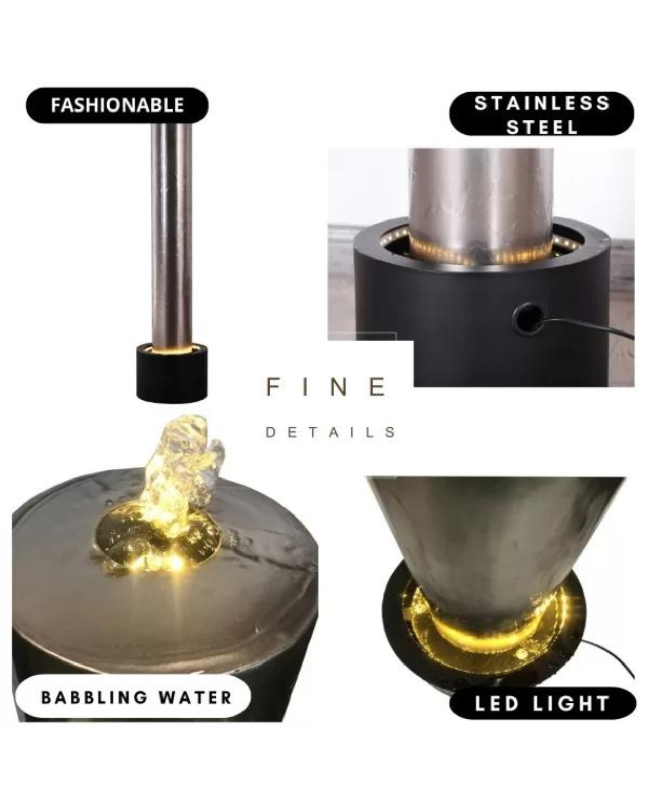 Sparkle - Stainless Steel Pillar Garden Water Feature