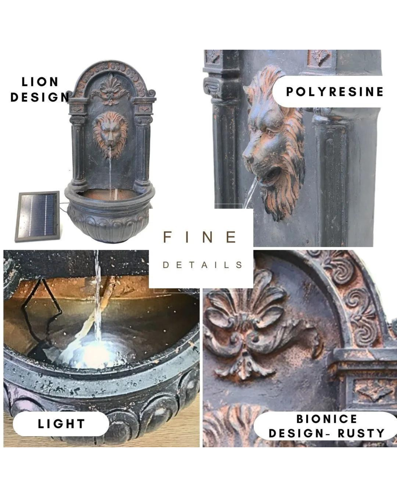 Regalroar - Lion Solar Water Fountain