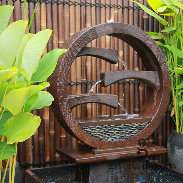Peace - Balinese Concrete Wagon Wheel Sphere Water Feature