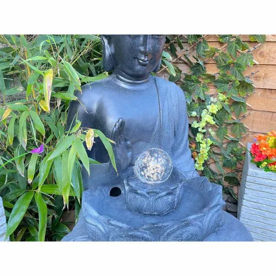 Divine Calm - Buddha Garden Water Feature with Glowing Orb