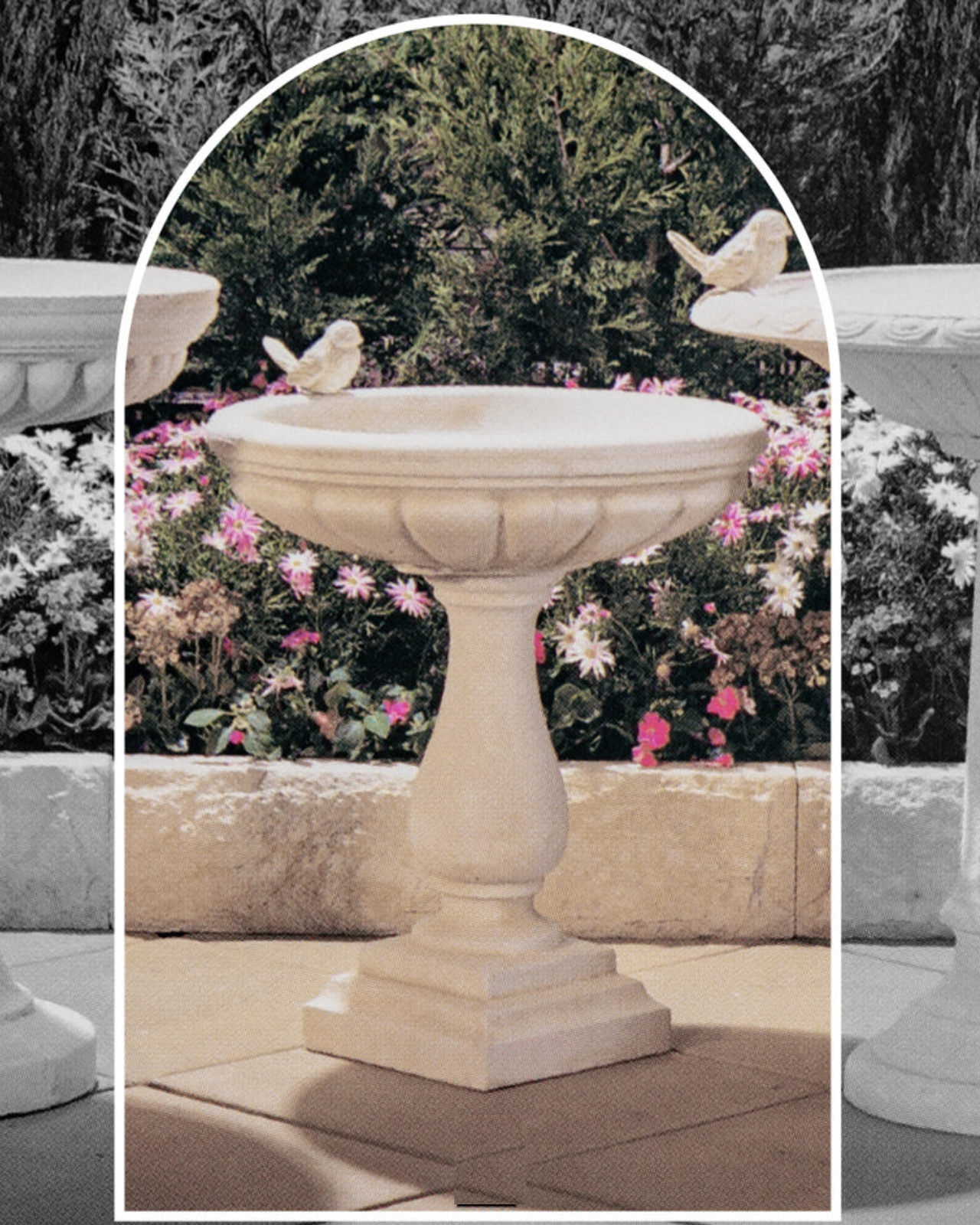 Nido - Concrete Limestone Garden Bird Bath 66cm