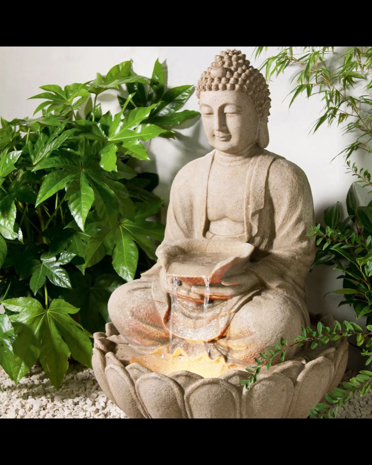 Bodhi Spring - Buddha Sandstone LED Light Water Feature