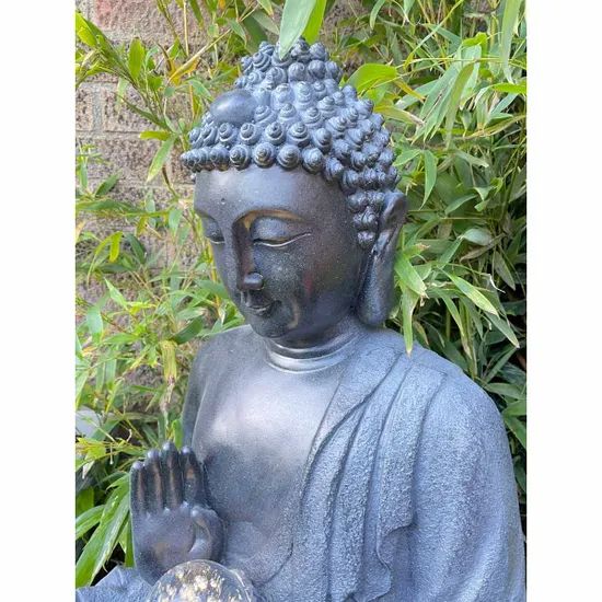 Divine Calm - Buddha Garden Water Feature with Glowing Orb