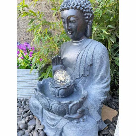 Divine Calm - Buddha Garden Water Feature with Glowing Orb
