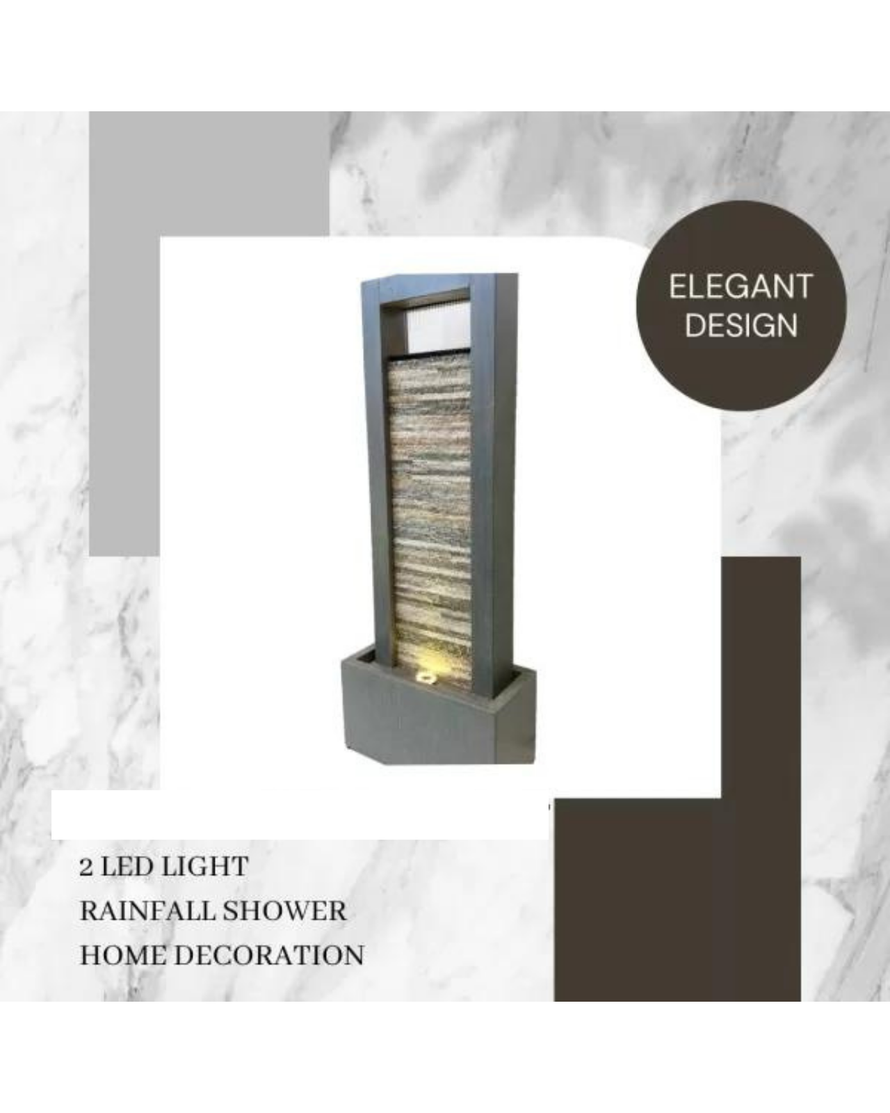 Rain Curtain Shower Modern Wall LED Light Water Feature 122cm