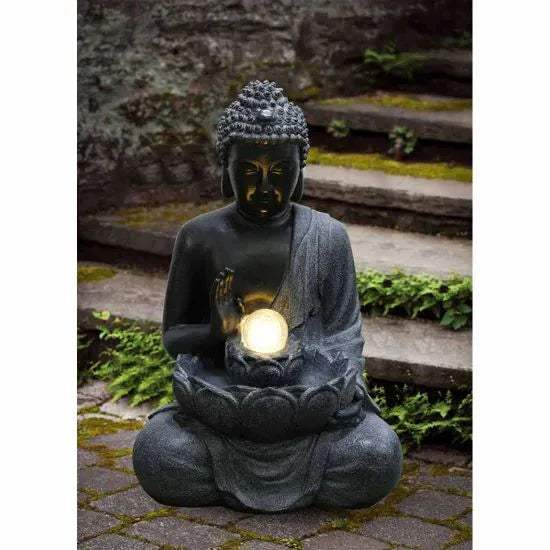 Divine Calm - Buddha Garden Water Feature with Glowing Orb