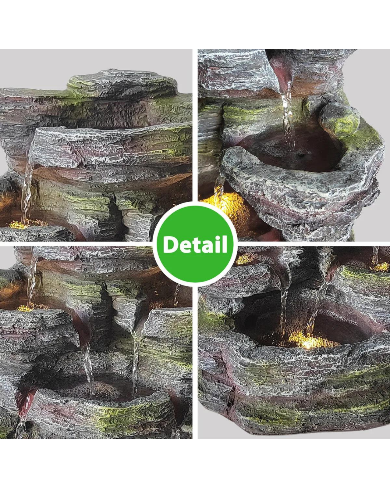 Flora - 5 Tier Rocky Waterfall Lighting Water Feature