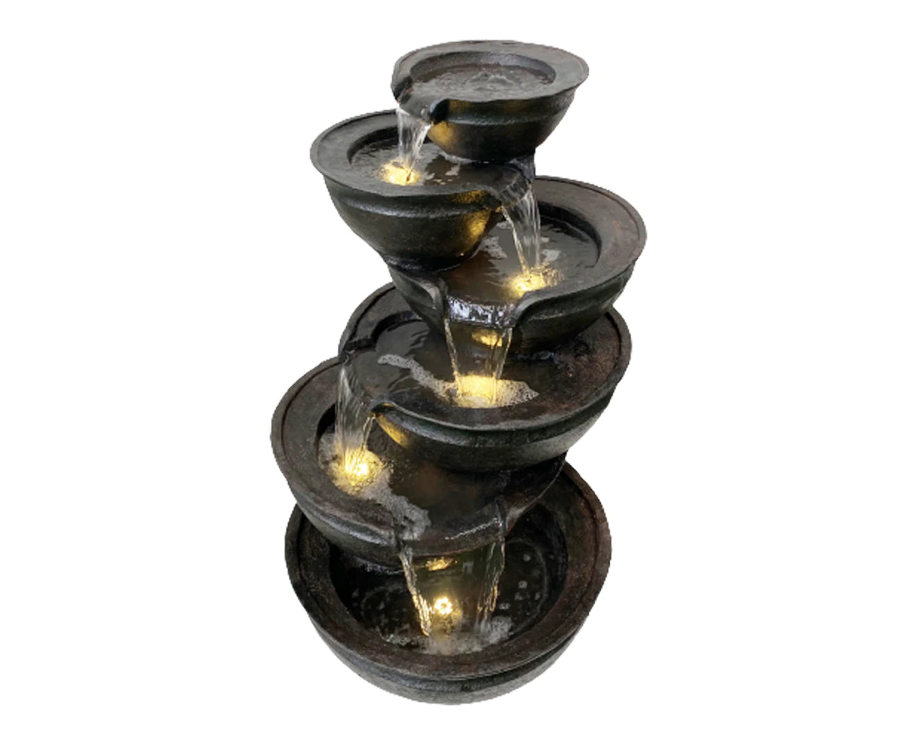 Purl- Cascading Lighting 6 Bowls Waterfalls Water Feature