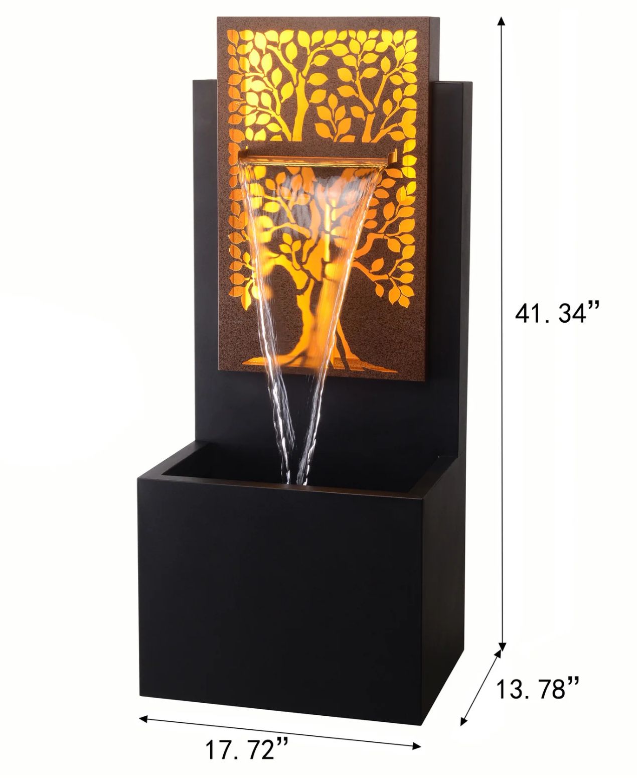 Amber Grove - Rustic Metal Garden LED Wall Water Feature