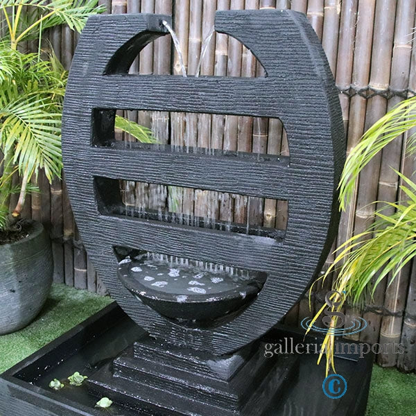 Seep - Balinese Concrete Harp Cascade Water Feature 120cm