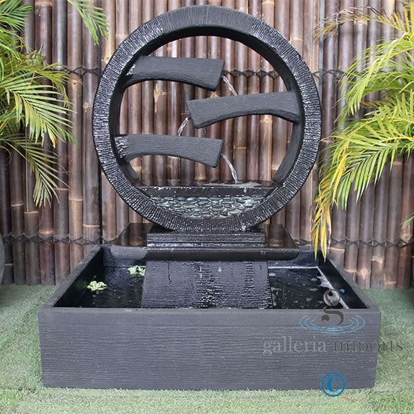 Peace - Balinese Concrete Wagon Wheel Sphere Water Feature