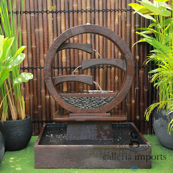 Peace - Balinese Concrete Wagon Wheel Sphere Water Feature
