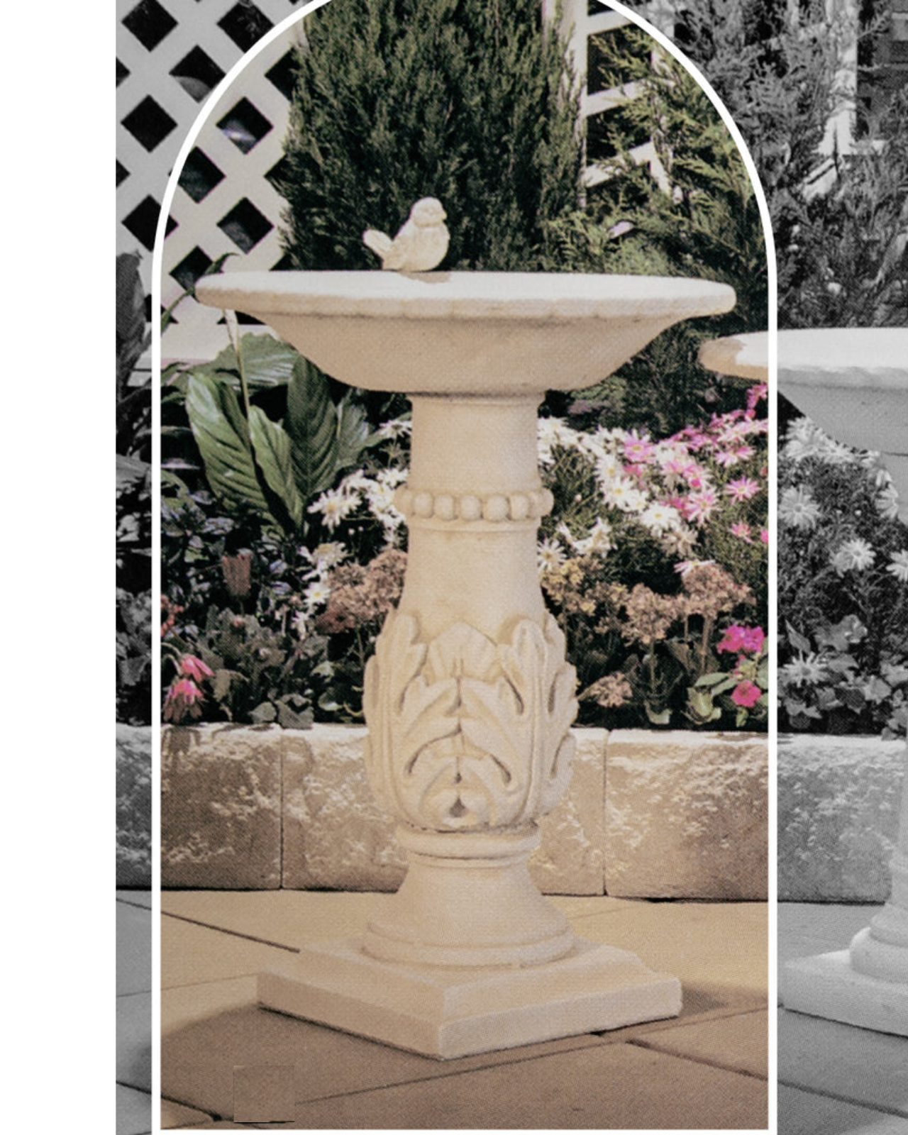 Dewy - Concrete Limestone Garden Bird Bath 75cm