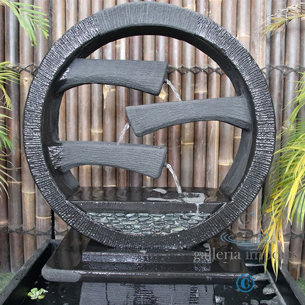 Peace - Balinese Concrete Wagon Wheel Sphere Water Feature