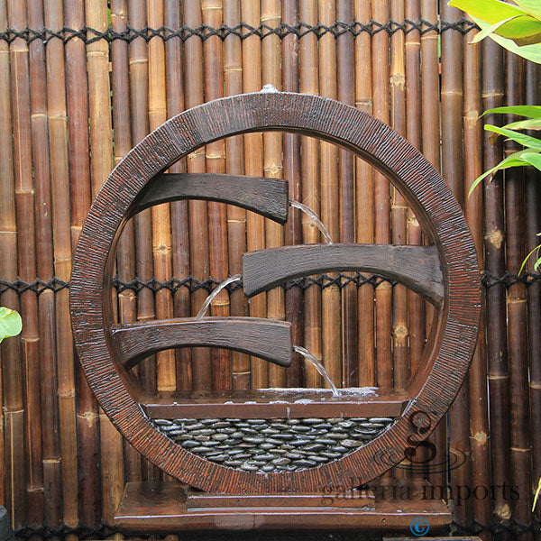 Peace - Balinese Concrete Wagon Wheel Sphere Water Feature