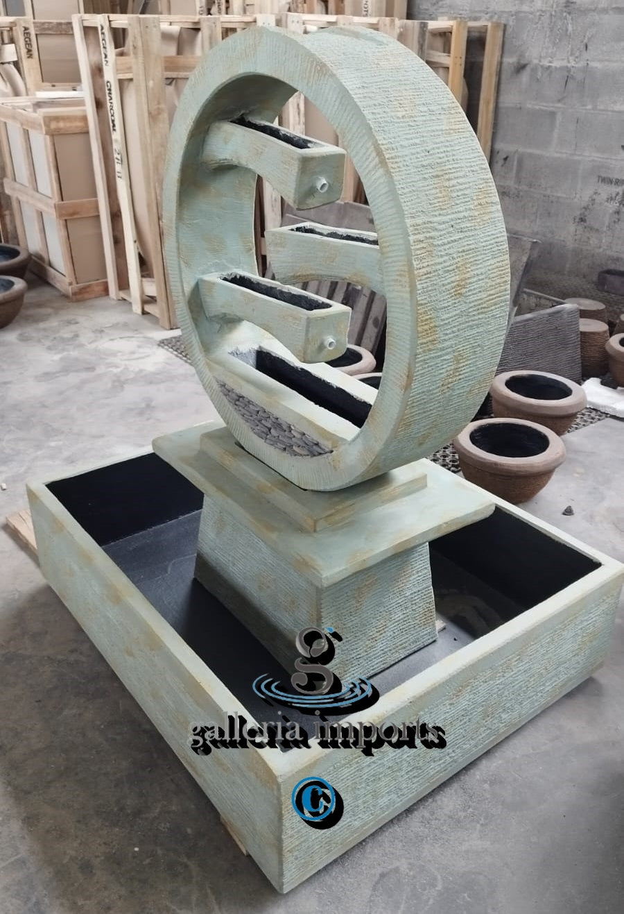 Peace - Balinese Concrete Wagon Wheel Sphere Water Feature