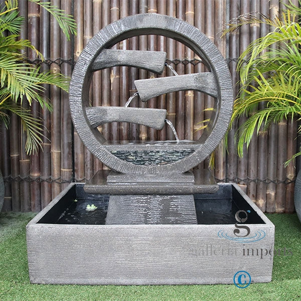 Peace - Balinese Concrete Wagon Wheel Sphere Water Feature