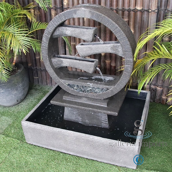 Peace - Balinese Concrete Wagon Wheel Sphere Water Feature