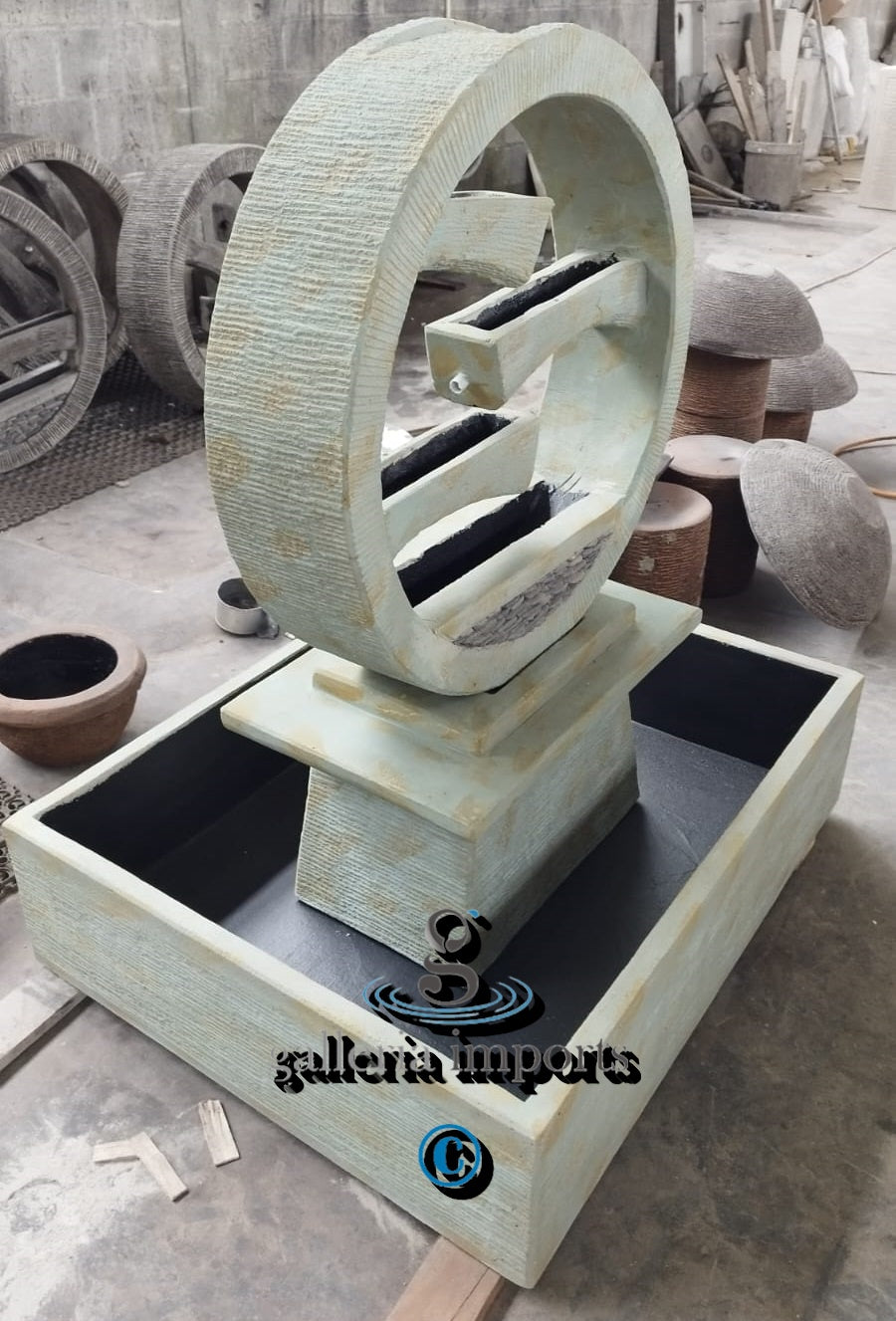 Peace - Balinese Concrete Wagon Wheel Sphere Water Feature