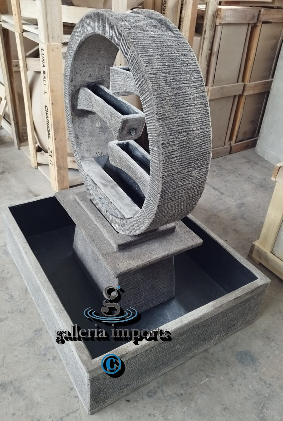 Peace - Balinese Concrete Wagon Wheel Sphere Water Feature