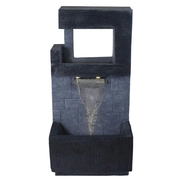 Modern Rectangular LED Lit Spout Wall Water Feature
