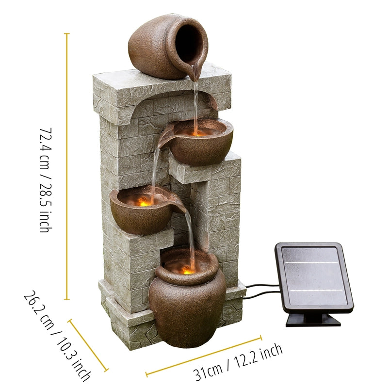 Inrush - Solar 4 Tier Bowls Lighting Water Feature