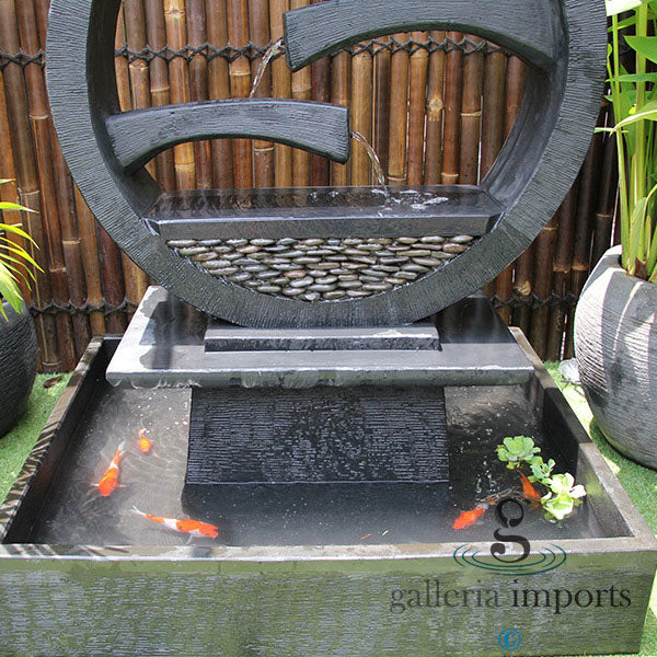 Peace - Balinese Concrete Wagon Wheel Sphere Water Feature
