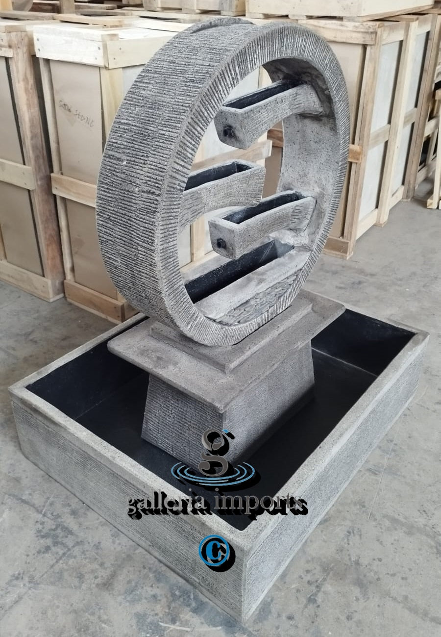 Peace - Balinese Concrete Wagon Wheel Sphere Water Feature