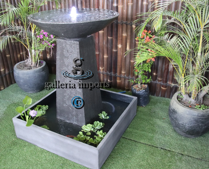 Umbul - Balinese Concrete Aquarius Tower Bowl Water Feature
