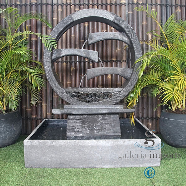 Peace - Balinese Concrete Wagon Wheel Sphere Water Feature