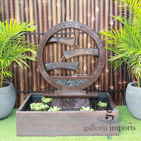 Peace - Balinese Concrete Wagon Wheel Sphere Water Feature