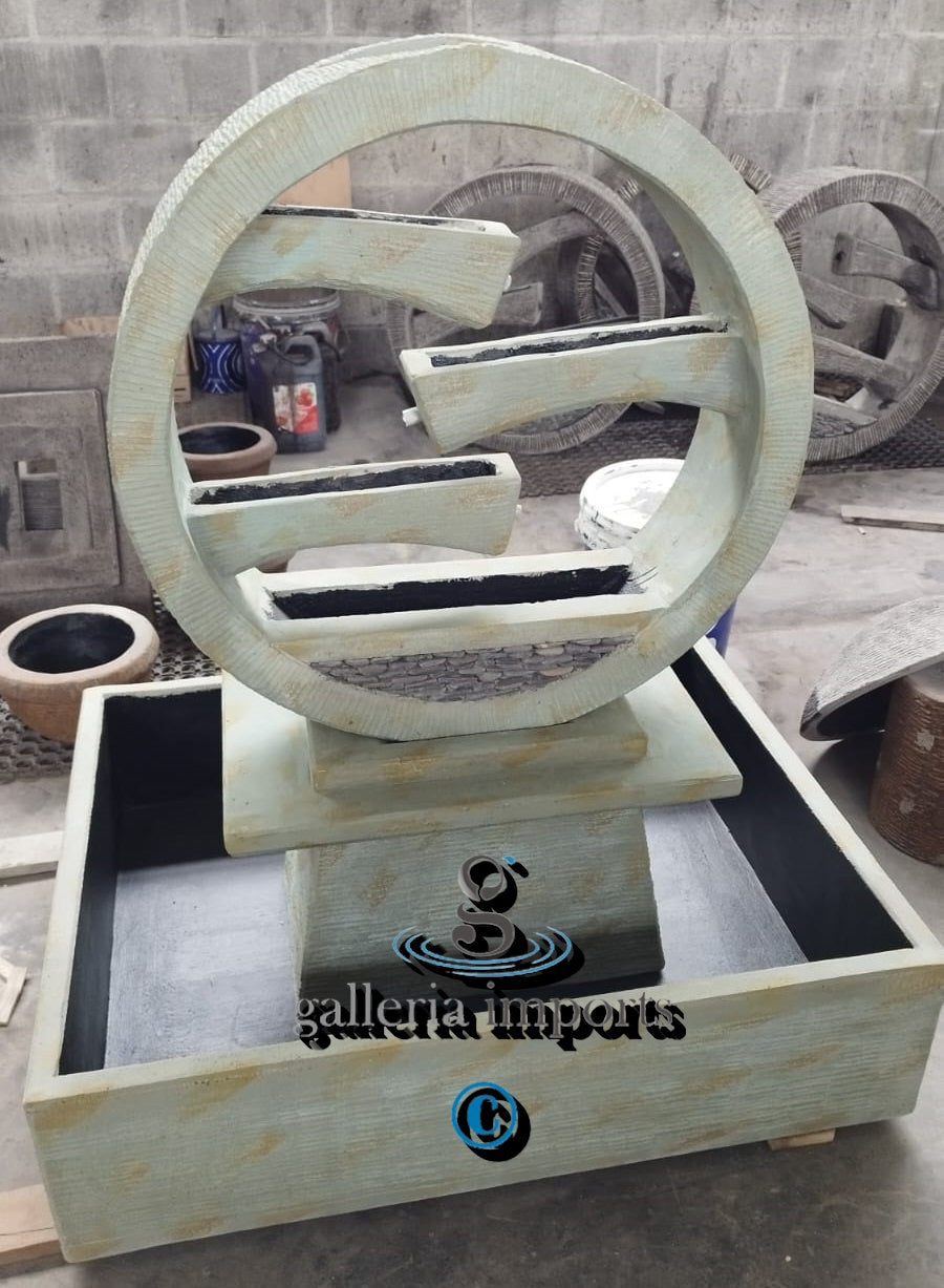 Peace - Balinese Concrete Wagon Wheel Sphere Water Feature