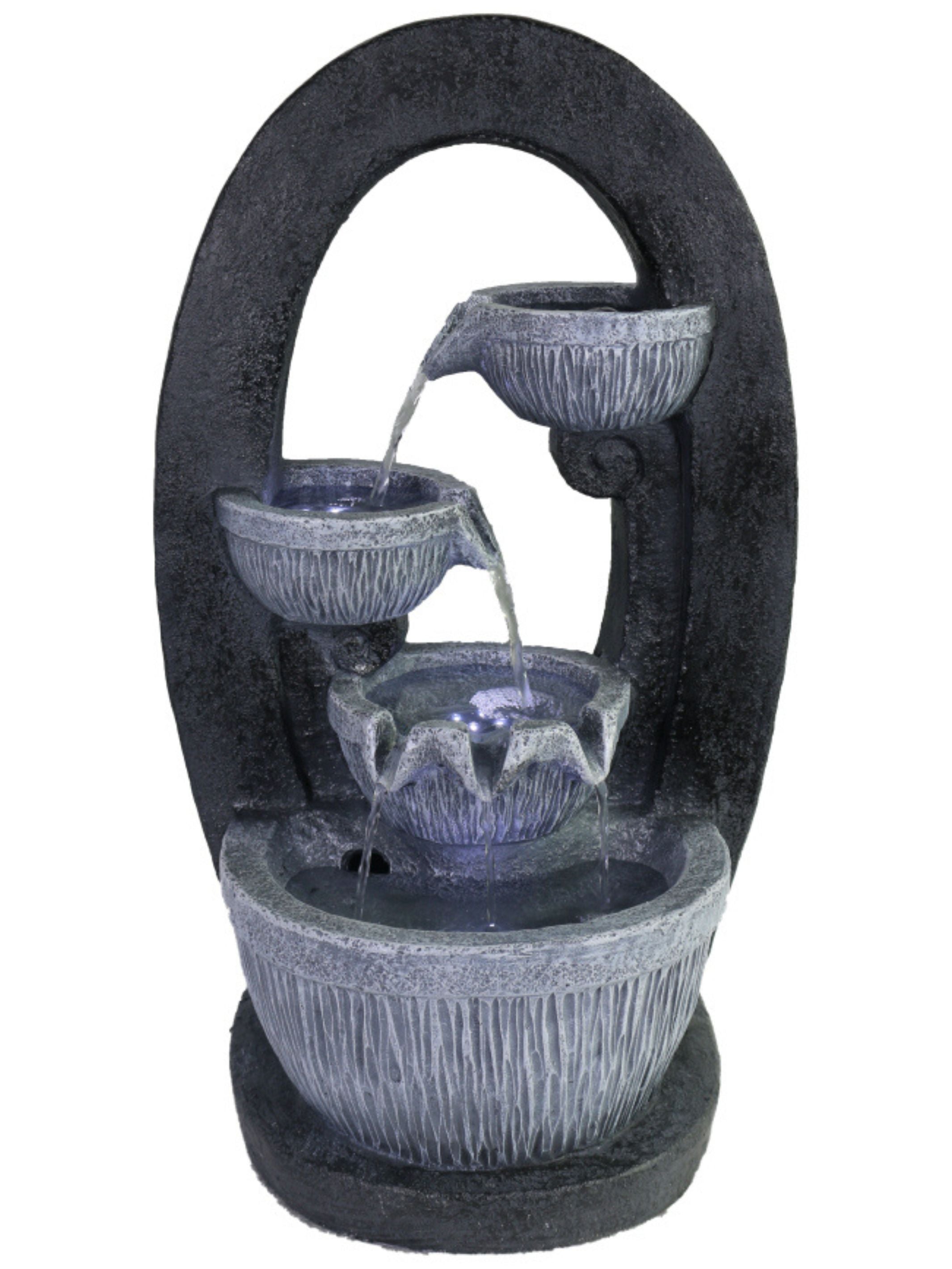 4 Tier Bowls inside Oval LED Light Wall Water Feature 50cm